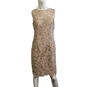 Adrianna Papell Womens Gold Champagne Lace Dress Size 6